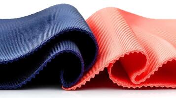 Two different colored cloths on a white surface photo