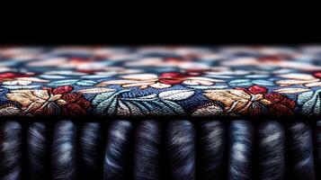A close up of a colorful floral patterned fabric photo