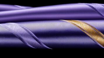 Purple and gold silk fabric with a gold stripe photo