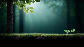 A green forest with trees and grass photo