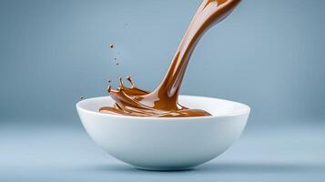 Chocolate being poured into a bowl photo