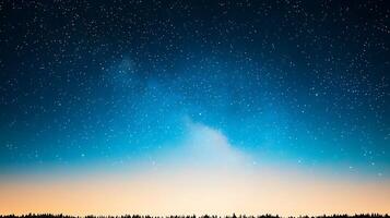 Night sky with stars and milky way over forest photo