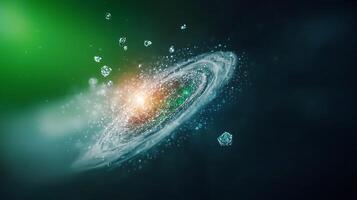 A galaxy with a bright light shining on it photo