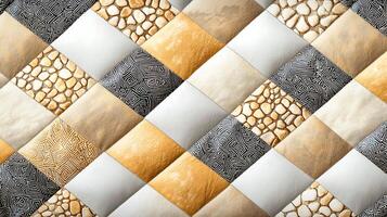 A wall with a pattern of different colors photo