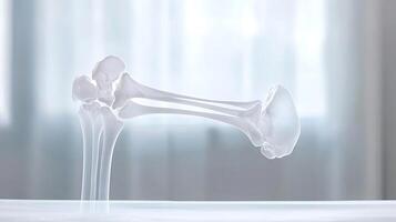 A skeleton is standing in front of a window photo