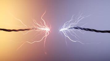 Two wires are connected to each other and one is glowing photo