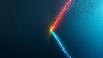 Two lightning bolts are shown in the sky photo