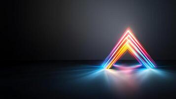A triangle shaped light with bright colors photo