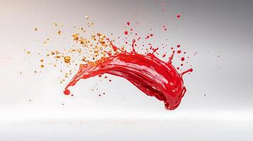 Red liquid splash on white background photo