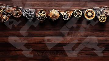 Steampunk background with gears and gears photo