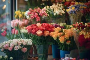 Vibrant display of colorful spring flowers photo