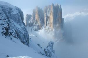 Inversion under the top of the mountain natural . photo