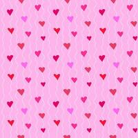 Seamless pattern of red and pink hearts with white waves and pink background. Valentine's Day. Love pattern vector