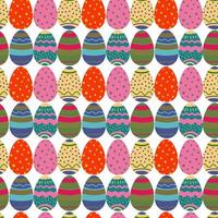 modern seamless pattern with colorful easter eggs arranged in a row. Bright design and background vector