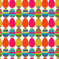 Seamless pattern with colorful easter eggs arranged in a row. Bright design and background vector