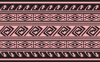 seamless pink and black border ornament. Native American tribes framework vector