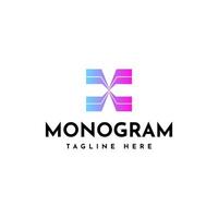 Flat abstract monogram letter X monogram geometric logo concept design template vector