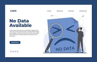 no data landing page design template. illustration in flat style. vector