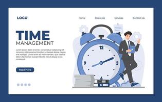 Time management website landing page. Time management concept. illustration in flat style vector