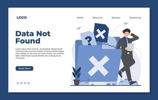 Landing page design template of no data Data for Download. Flat style illustration. vector