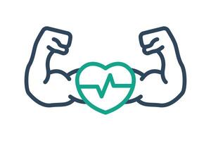 Stamina icon. line icon style. arm muscles with heart with. icon related to gym and fitness. gym elements illustration vector