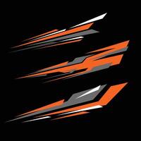 car body wrap livery decal design with sharp line style with black and orange color combination vector