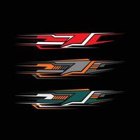 Modern car wrap decal design with orange, black and red color combination vector