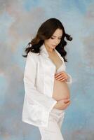 Expectant mother Embracing Pregnancy Journey in room photo