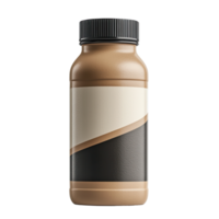 Smooth brown beverage bottle with stylish design isolated on transparent background png