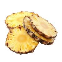 Fresh pineapple slices with vibrant yellow color isolated on transparent background png