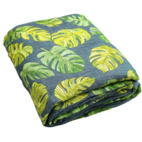 Lush green leaf patterned blanket on textured background isolated on transparent background png