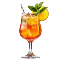 Refreshing cocktail with mint and orange slice isolated on transparent background png