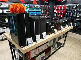 Kyiv, Ukraine - February 04, 2025 Modern computer hardware on display in a retail electronics store photo