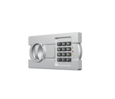 Metallic Finish Digital Safe with A Combination Lock And Circular Handle For Access, 3D Illustration png
