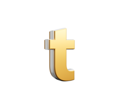 Golden Small Letter t Gleams With Its Sleek Modern Design With Sharp Edges, 3D Illustration png