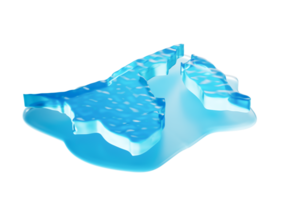 Ice map of Brunei in blue shades with translucent, glossy appearance. 3D Illustration. png