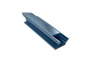 Grey aluminum structural component with multiple flanges and channels. 3D Illustration. png