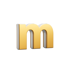 Shiny Golden Small Letter m Gleams With Its Sleek Modern Design With Sharp Edges 3D Illustration png