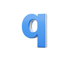 Blue Small Letter q Alphabet q Gleams With Its Sleek Modern Design With Sharp Edges, 3D Illustration png