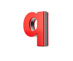 Vibrant Red Small Letter q Gleams With Its Sleek Metallic Design With Sharp Edges 3D Illustration png