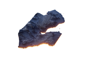 Illuminated Djibouti Data Map Highlighting Geographical Features Neon Glow Light 3D Illustration png