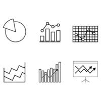 Set of line graphic for business statistic and report, of chart and graph, growth set icon, illustration of data design, finance diagram statistic, symbol of infographic, web presentation vector