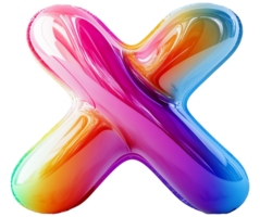 balloon, rainbow, abstract, glossy, colorful, wave, transparent, letter, X, shape, vibrant, bright, design, modern, texture, 3d, fluid, liquid, smooth, colorful wave, gradient, glossy balloon, shiny, png