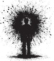Man in Ink Silhouette Standing in Dramatic Light vector