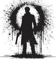 Elegant Ink Silhouette of a Man in Contemplation vector
