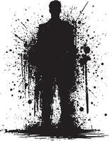 Abstract Ink Silhouette of a Man in Motion vector