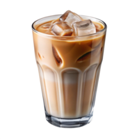 Iced Coffee with Milk and Ice Cubes Isolated on Transparent Background png