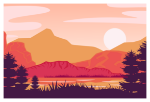 Majestic Mountain and Lake View in the Sunset Glow png