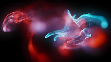 Close Up of a Colorful Fish with Blue and Red Neon Light, Liquid Background, Vibrant Underwater Scene, 2D Animation, 4K Resolution video