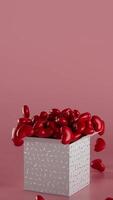 A box filled with red hearts on pink background, Valentines Day background animation, romantic 2D animation, love and affection in 4K resolution video